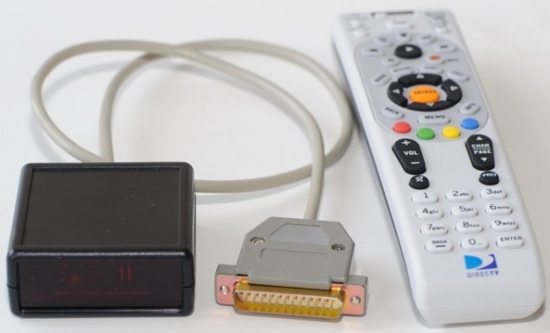 universal remote and receiver with male 25-pin D-sub connector